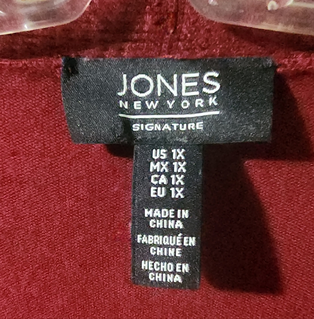 ​🌷Jones New York Burgundy Open-Front Knit Cardigan 🌷 Size 1X - Picture 5 of 5